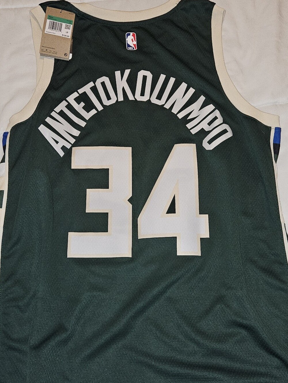 Nike Men's Cream and Dark Green Jersey Top
